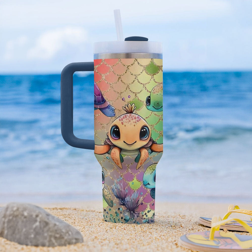 Shineful Tumbler Sparkling Sea Turtles