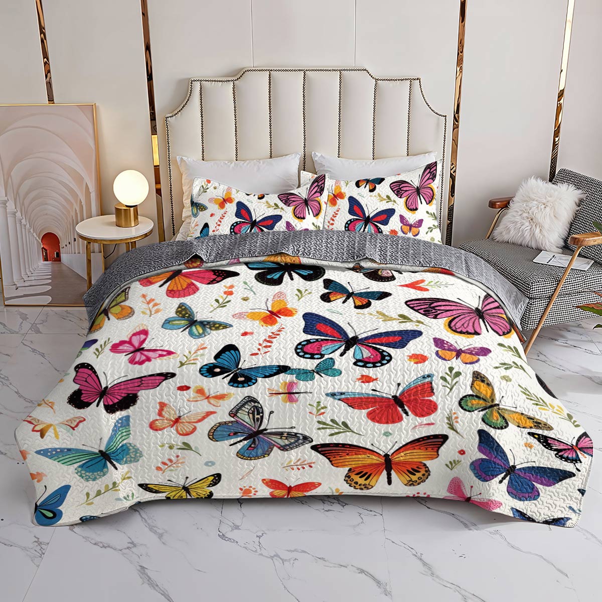Shineful All Season Quilt 3-Piece Set Delightful Butterflies