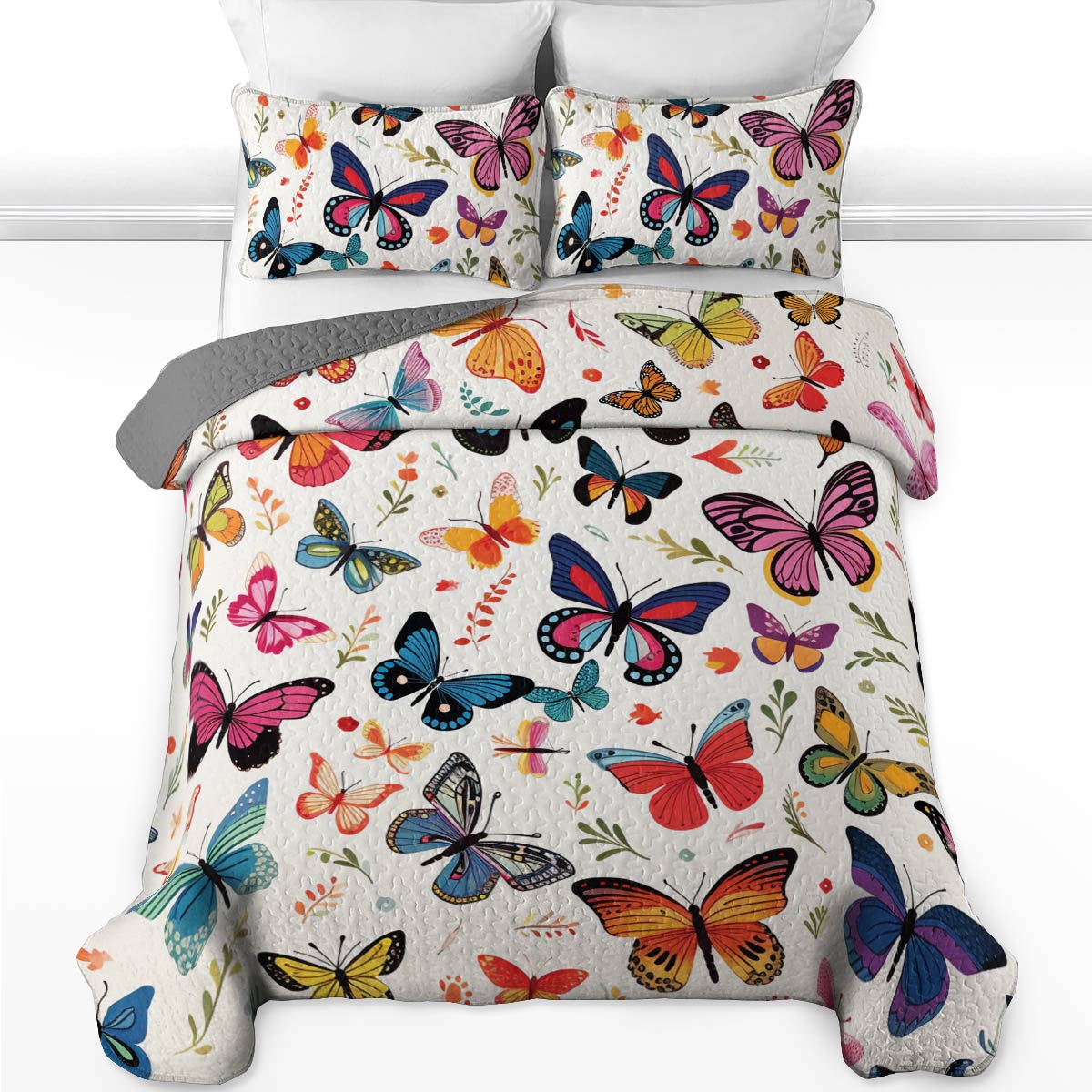Shineful All Season Quilt 3-Piece Set Delightful Butterflies