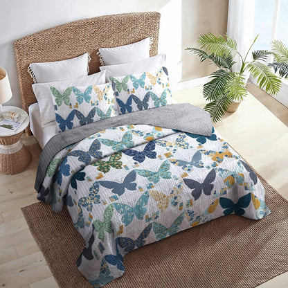 Shineful All Season Quilt 3-Piece Set Peaceful Butterflies