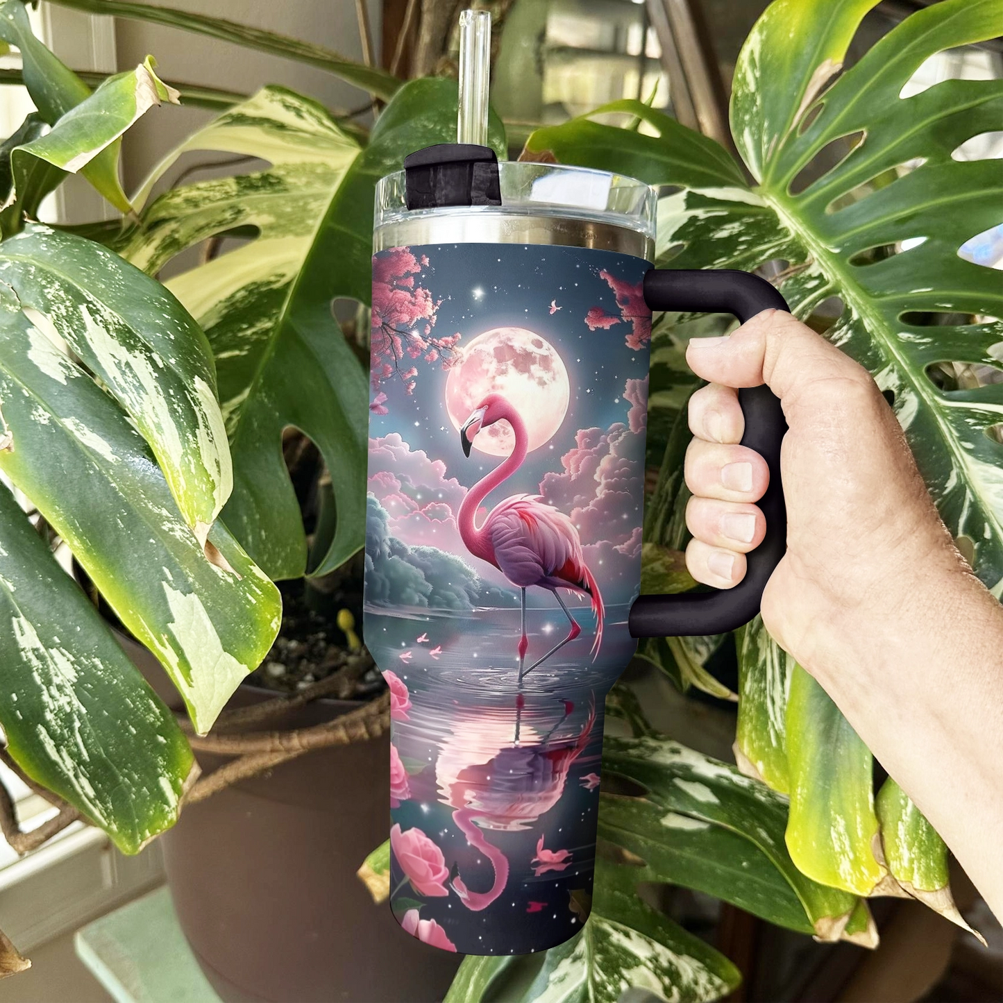 Shineful Tumbler Flamingo Moonlit Tropical
