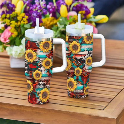 Sunflower 40 Oz Shineful™ Tumbler Elegant Sunflowers Mn8 White 40Oz