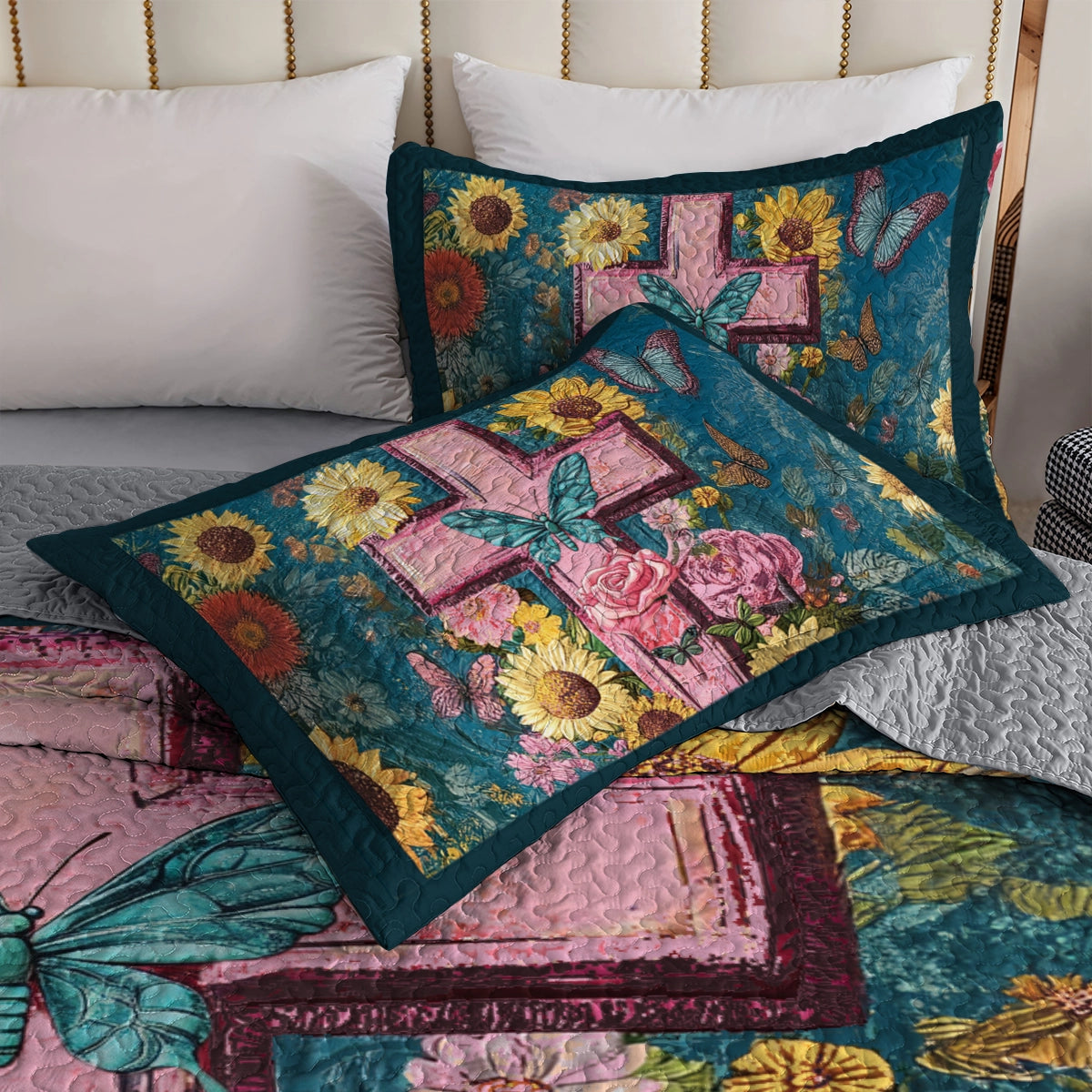 Shineful All Season Quilt 3-Piece Set - Blessed Blooms with God