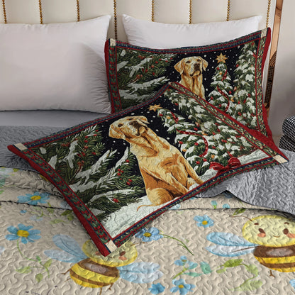 Shineful All Season Quilt 3-Piece Set - Snowy Night with My Labrador