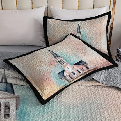 Shineful All Season Quilt 3-Piece Set - Peaceful Church & God's Love