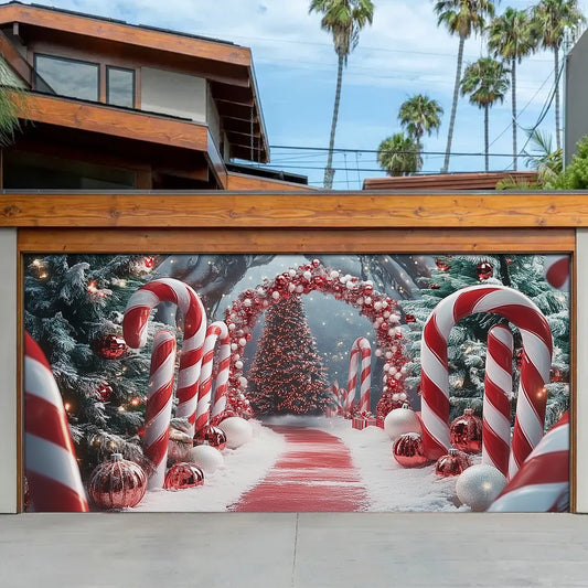 Shineful Garage Door Banner Decoration Christmas Candy Cane Archway