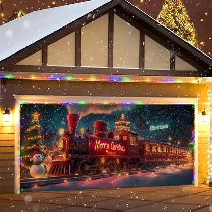 Shineful Garage Door Banner Decoration Cute Christmas Train