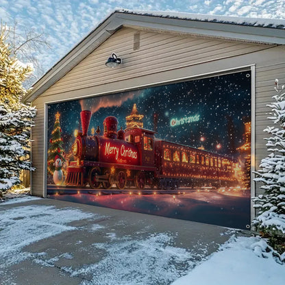Shineful Garage Door Banner Decoration Cute Christmas Train