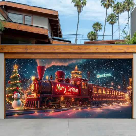 Shineful Garage Door Banner Decoration Cute Christmas Train