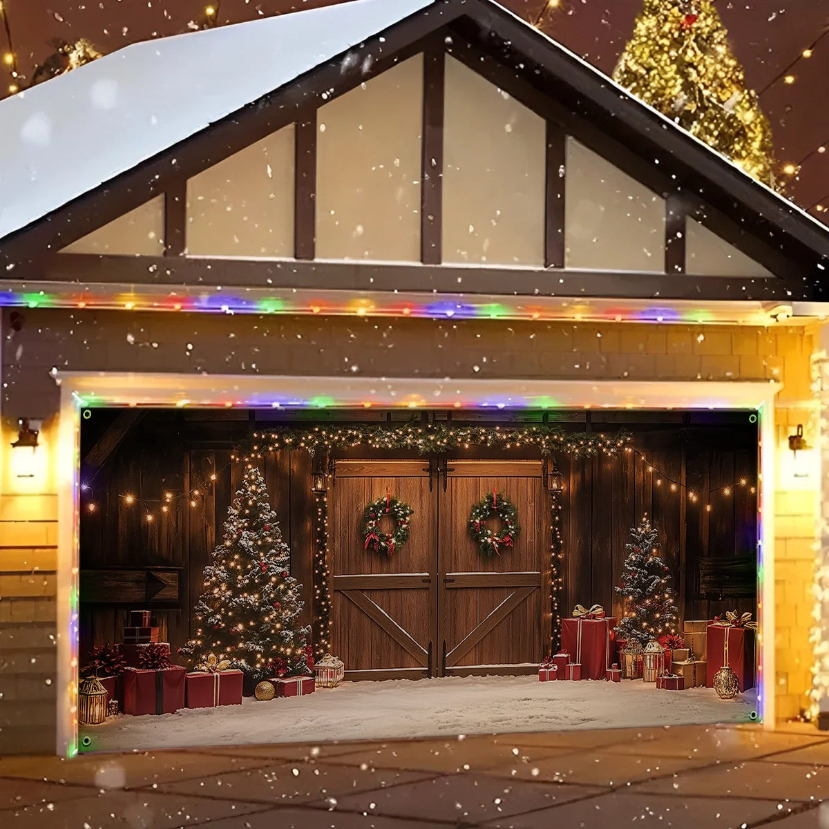 Shineful Garage Door Banner Decoration Christmas Themed Barn Door