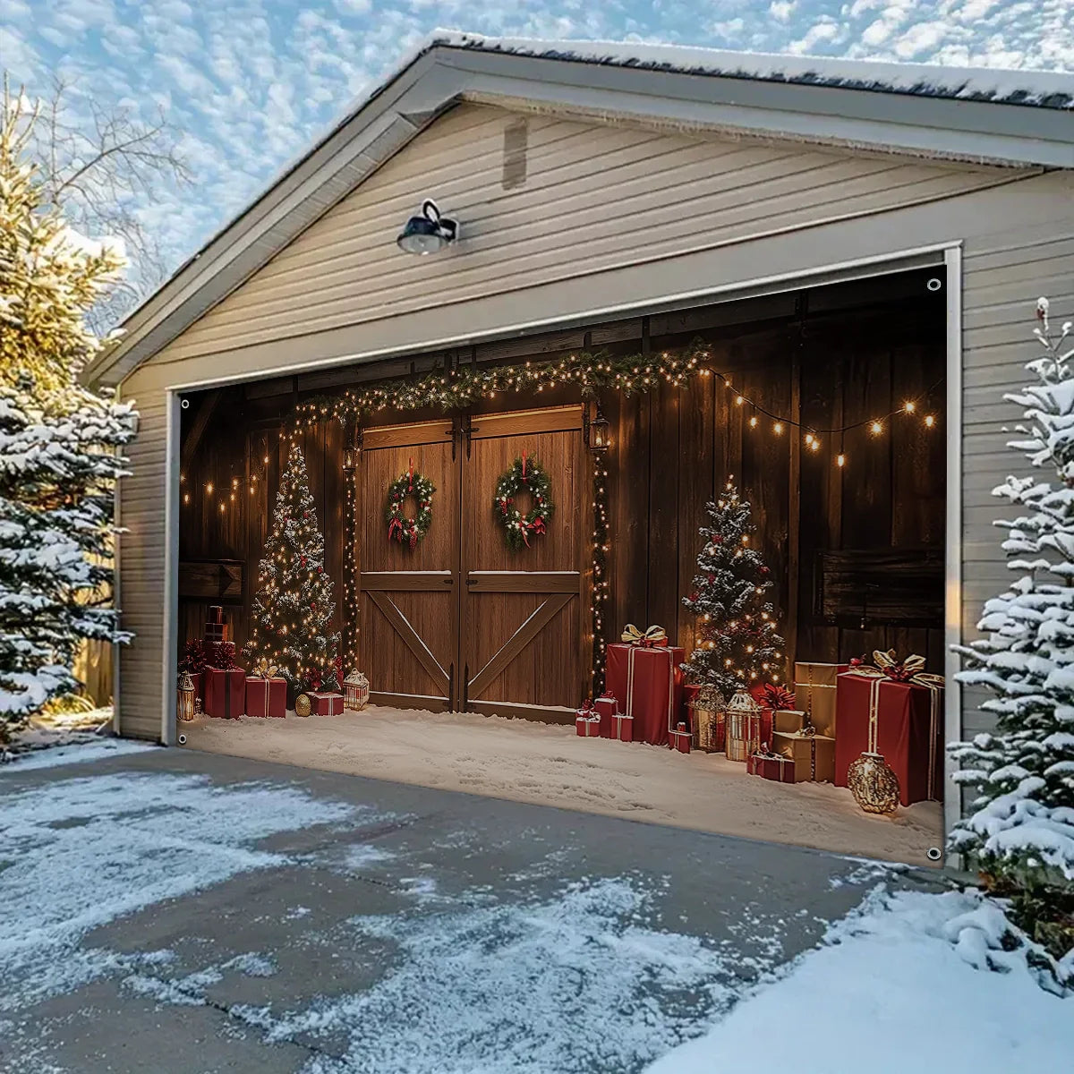 Shineful Garage Door Banner Decoration Christmas Themed Barn Door