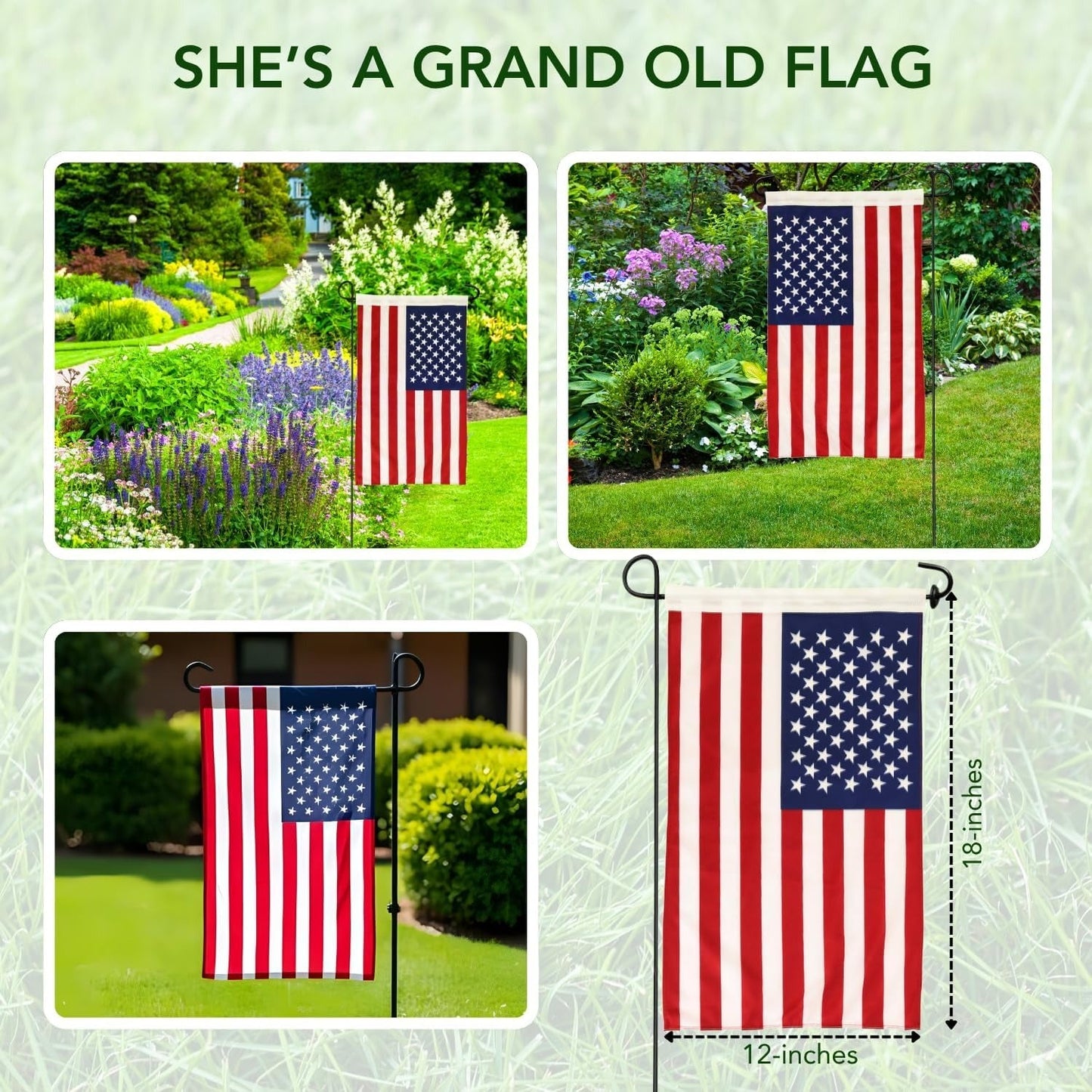 Shineful Gargen Flag 12" x 18" - Celebrating 250 Years of America