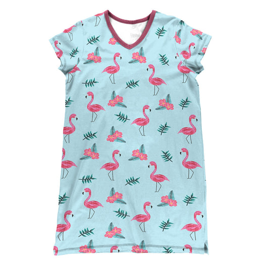 Flamingo Shineful® V-Neck Nightshirts Flower Bloom Tl10