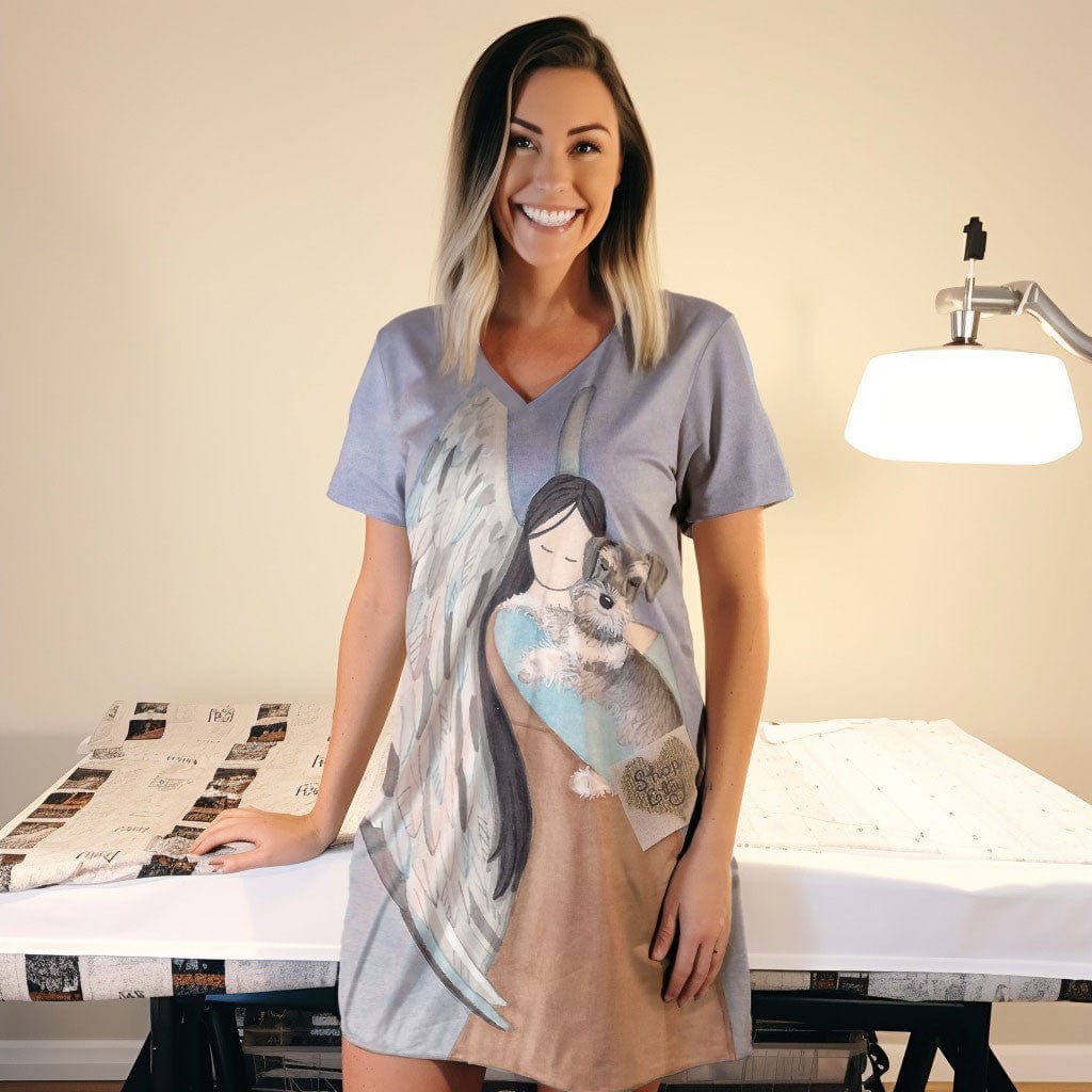 Schnauzer Shineful® V-Neck Nightshirts And Angel Hc2