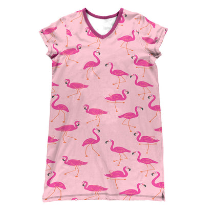 Flamingo Shineful® V-Neck Nightshirts Pink Pose Tl10