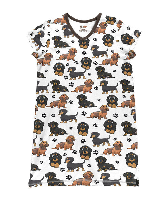Dachshund Shineful® V-Neck Nightshirts Lv01 S / White