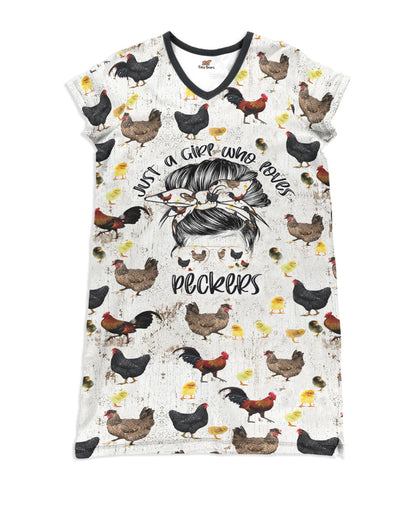 Chicken Shineful® V-Neck Nightshirts Momlife Tl10
