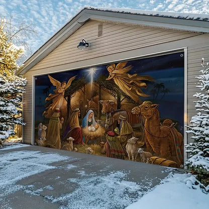 Shineful Garage Door Banner Decoration The Holy Nativity