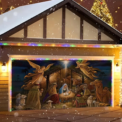Shineful Garage Door Banner Decoration The Holy Nativity