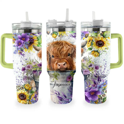 Shineful Tumbler Cute Highland Cow In Bucket TH7