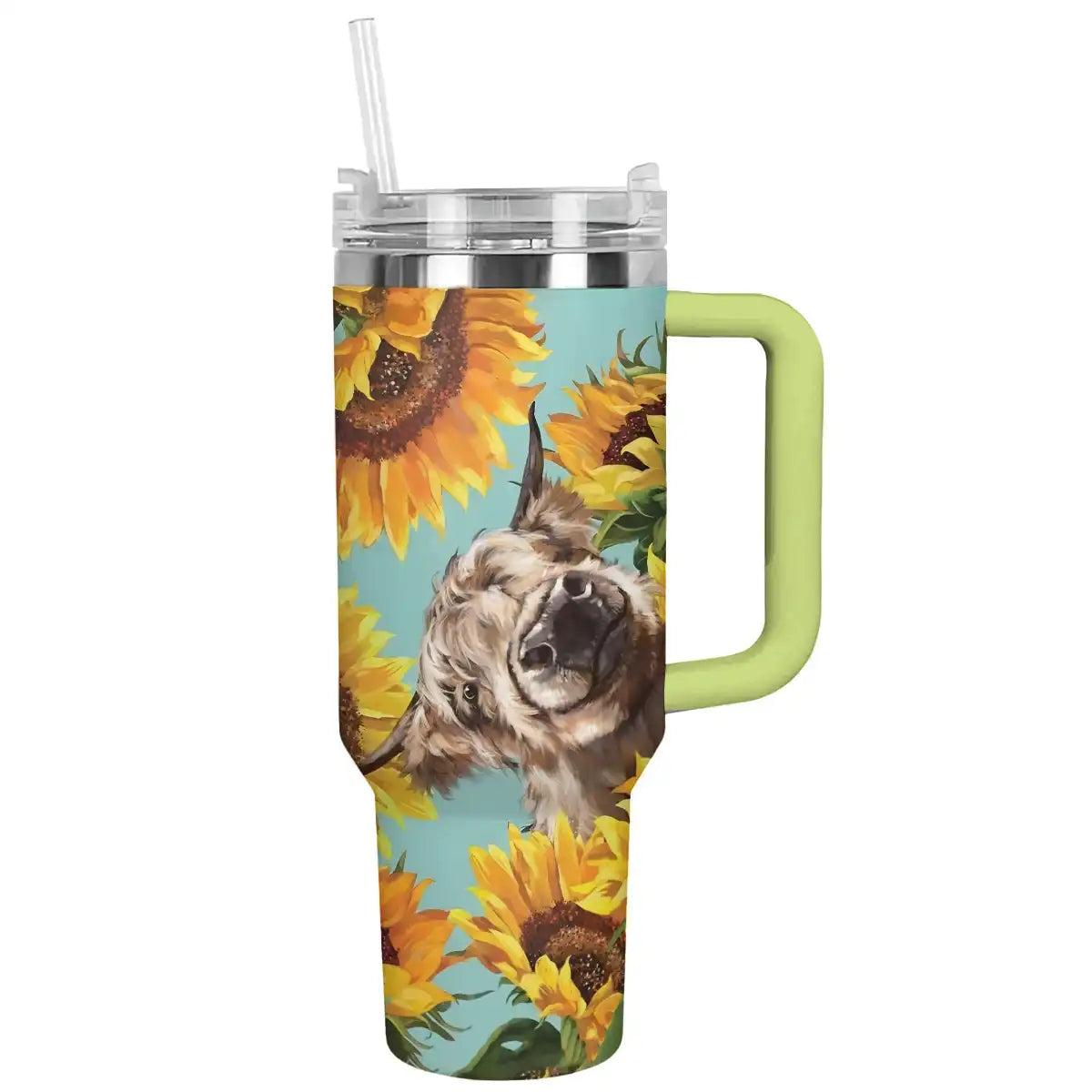 Shineful Tumbler Cow In Sunflowers