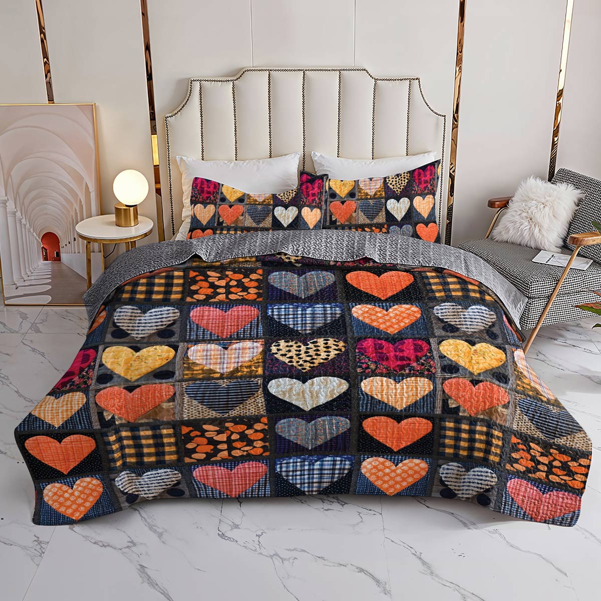 Shineful All Season Quilt 3-Piece Set Homely Heart