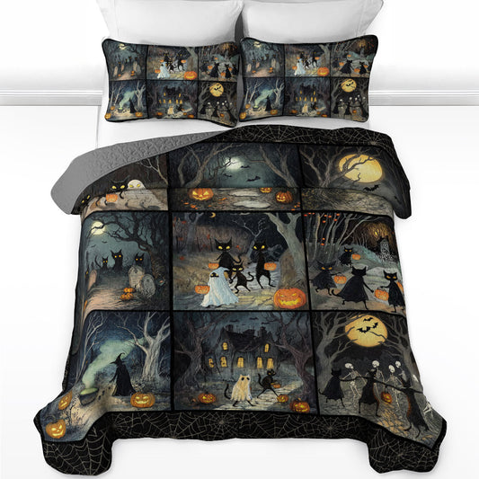 Shineful All Season Quilt 3-Piece Set Mystic Halloween Shadows