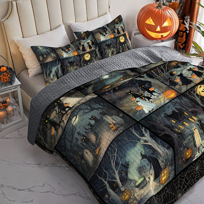 Shineful All Season Quilt 3-Piece Set Mystic Halloween Shadows
