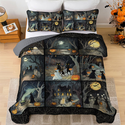 Shineful All Season Quilt 3-Piece Set Mystic Halloween Shadows