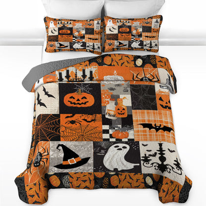 Shineful All Season Quilt 3-Piece Set Halloween Spooky Patchwork
