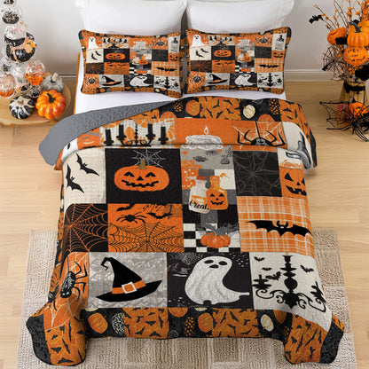 Shineful All Season Quilt 3-Piece Set Halloween Spooky Patchwork