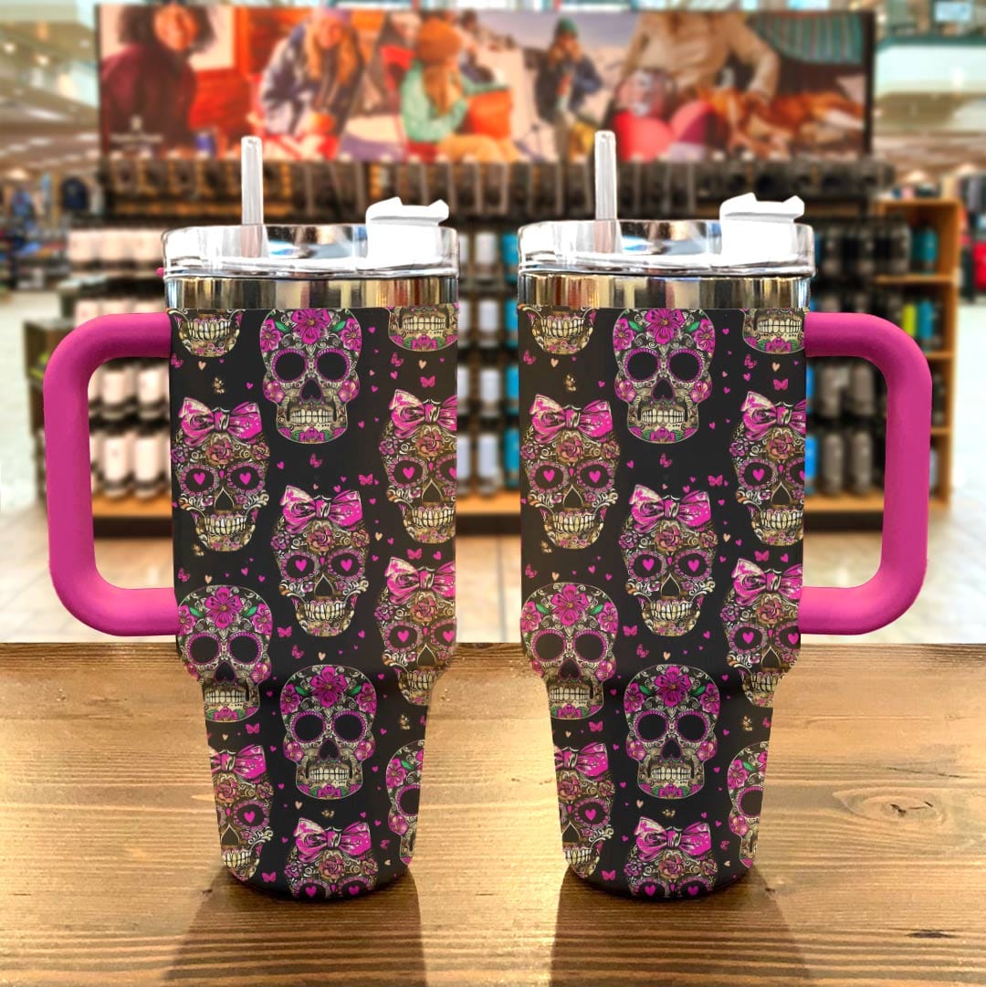 Skull 40 Oz Shineful™ Tumbler Happy Valentines Skulls Tl10 Hot Pink 40Oz
