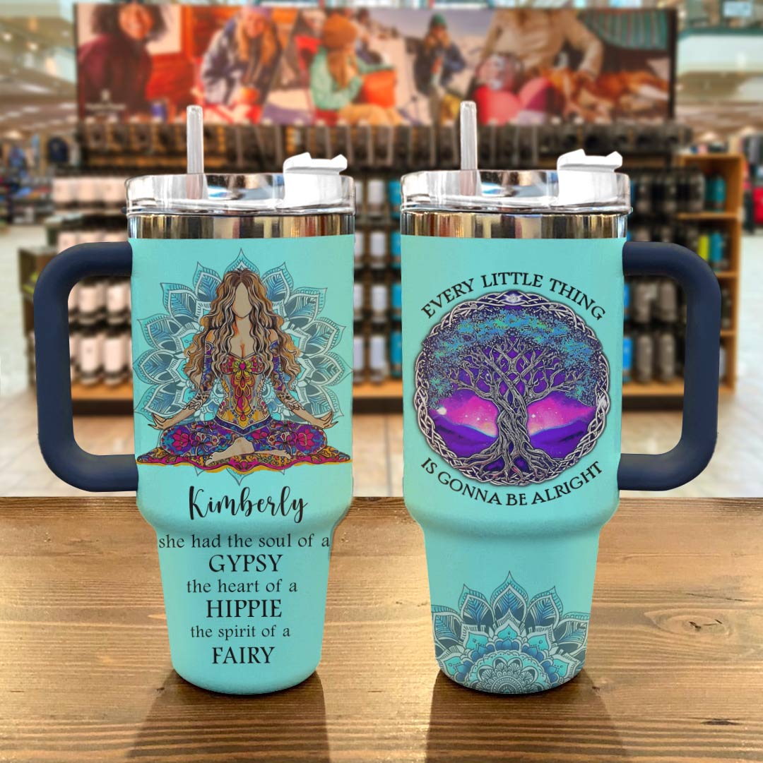 Hippie Personalized 40 Oz Shineful™ Tumbler Be Alright Tl10 Navy 40Oz