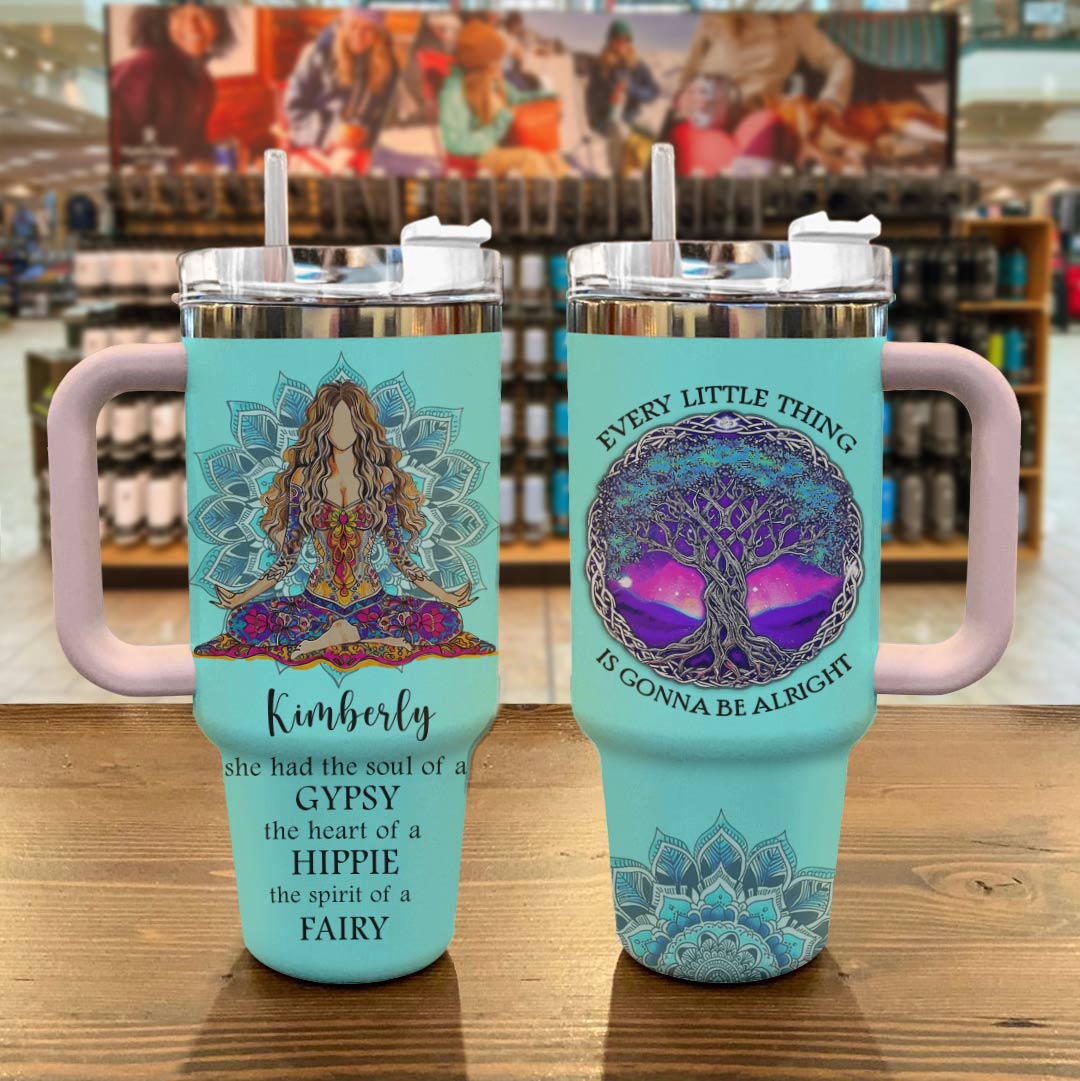 Hippie Personalized 40 Oz Shineful™ Tumbler Be Alright Tl10 Pink 40Oz