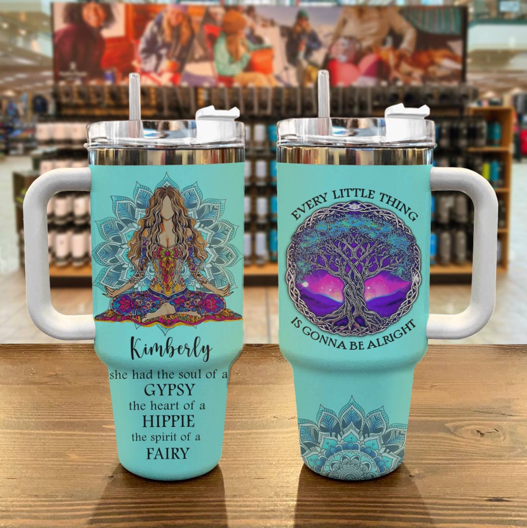 Hippie Personalized 40 Oz Shineful™ Tumbler Be Alright Tl10 White 40Oz