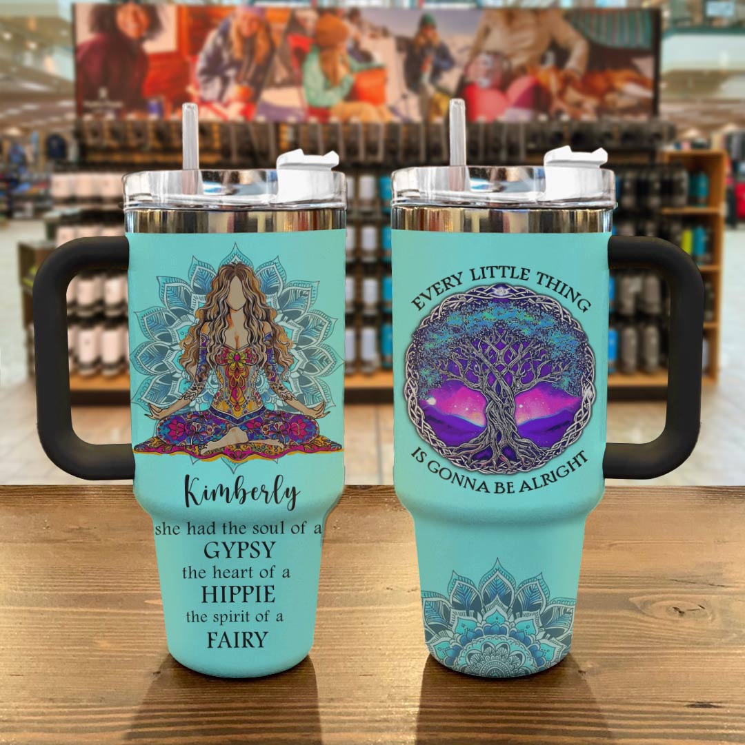 Hippie Personalized 40 Oz Shineful™ Tumbler Be Alright Tl10 Black 40Oz