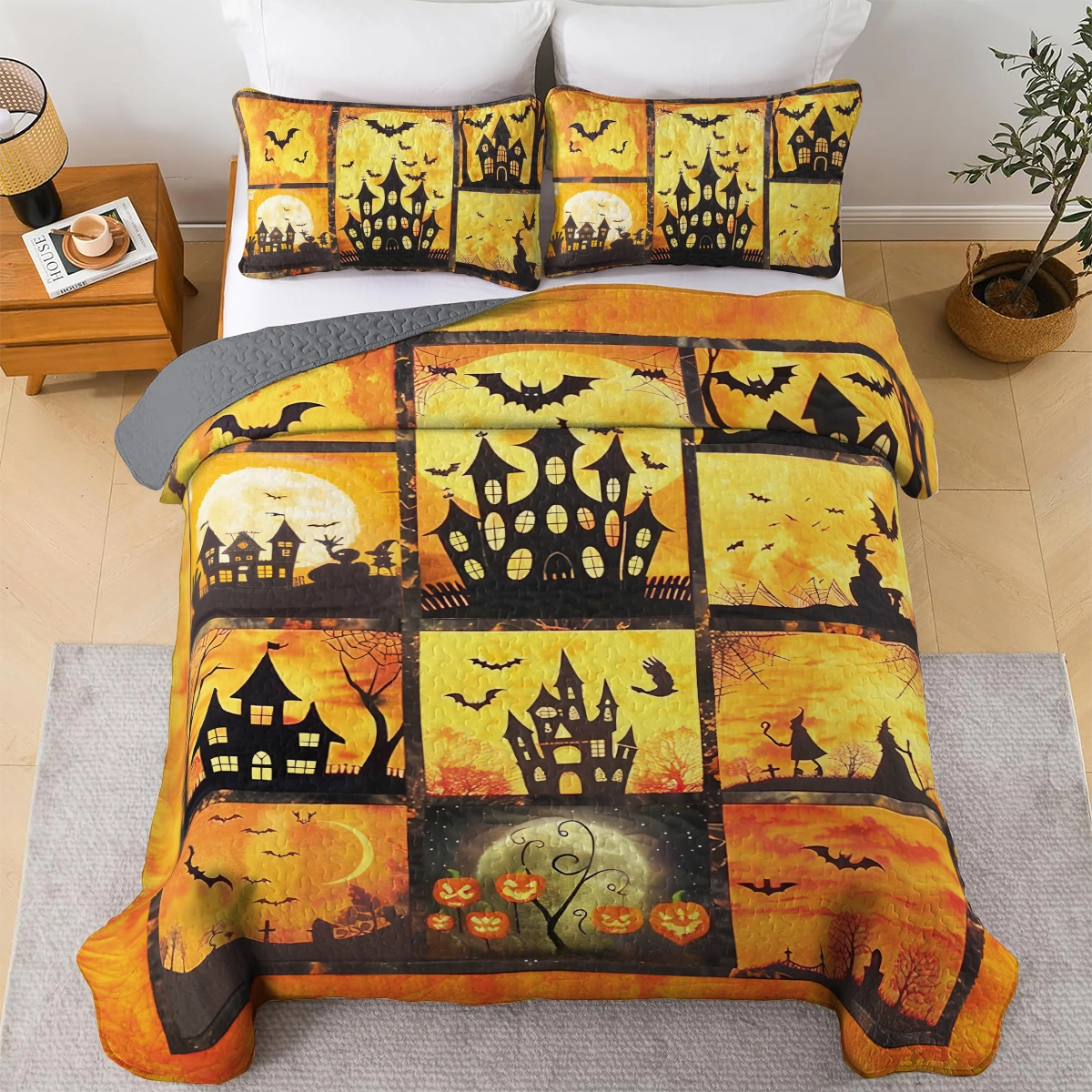 Shineful All Season Quilt 3-Piece Set - Halloween Spooky Haunted