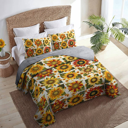 Shineful All Season Quilt 3-Piece Set Dazzling Sunflowers