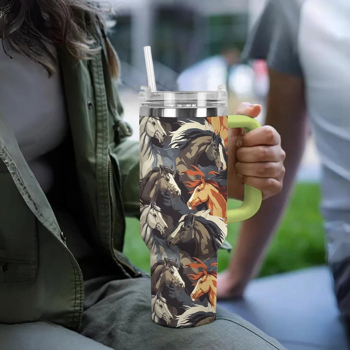 Horse 40 Oz Shineful™ Tumbler Amazing Mn8 Green 40Oz