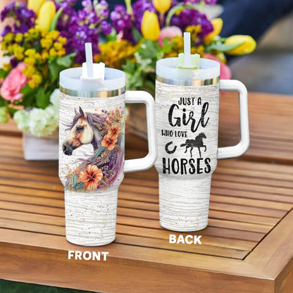 Horse 40 Oz Shineful™ Tumbler Girl Love Horses Mn8 White 40Oz