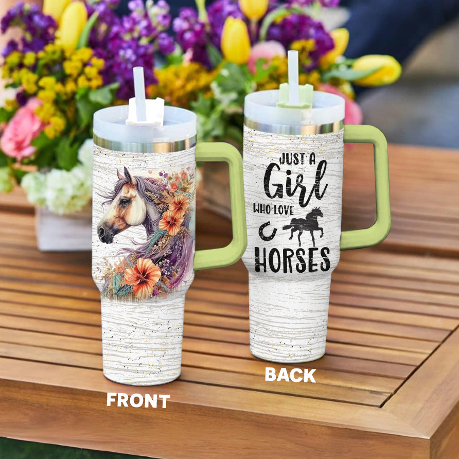 Horse 40 Oz Shineful™ Tumbler Girl Love Horses Mn8 Green 40Oz