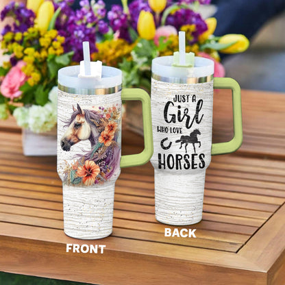 Horse 40 Oz Shineful™ Tumbler Girl Love Horses Mn8 Green 40Oz