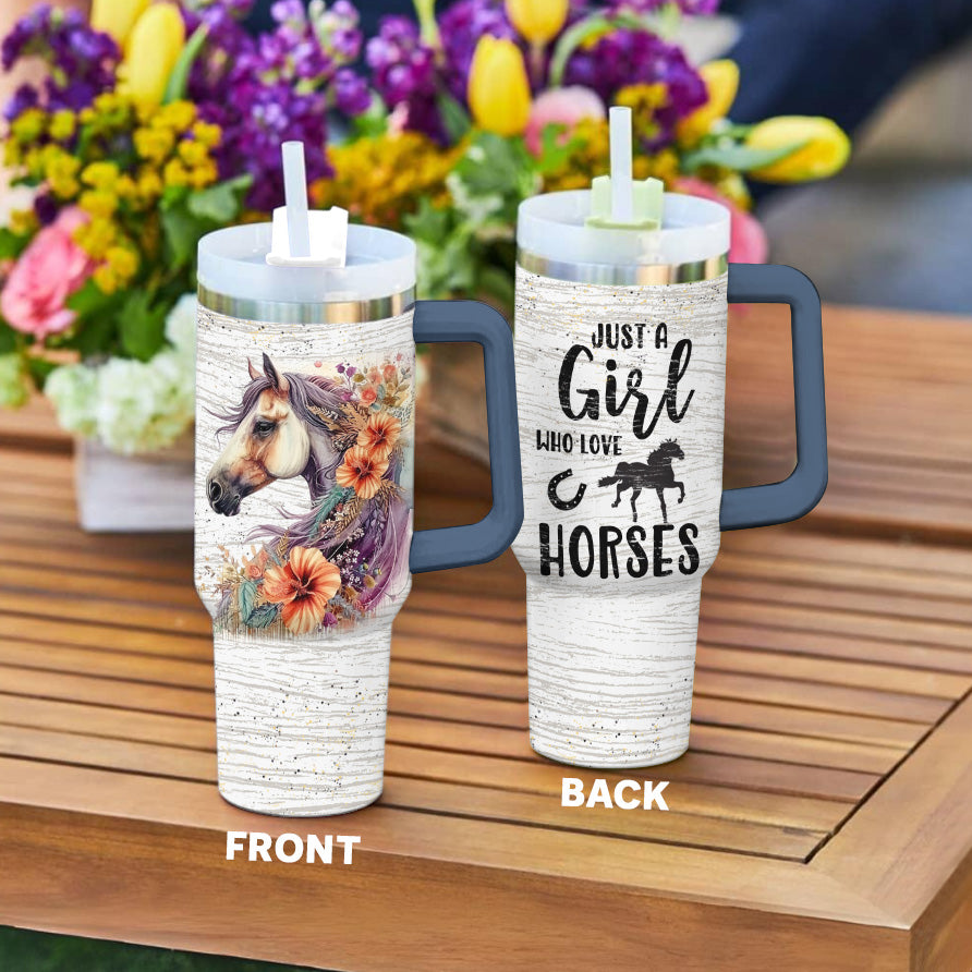 Horse 40 Oz Shineful™ Tumbler Girl Love Horses Mn8 Navy 40Oz