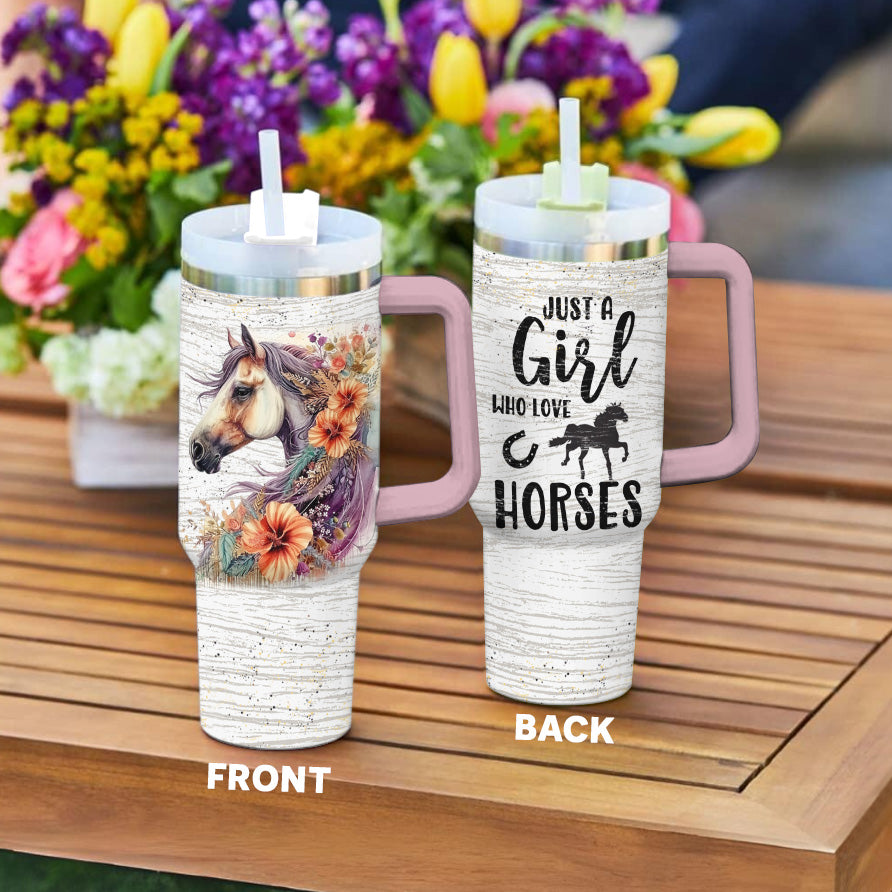 Horse 40 Oz Shineful™ Tumbler Girl Love Horses Mn8 Pink 40Oz