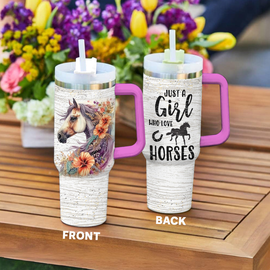 Horse 40 Oz Shineful™ Tumbler Girl Love Horses Mn8 Hot Pink 40Oz