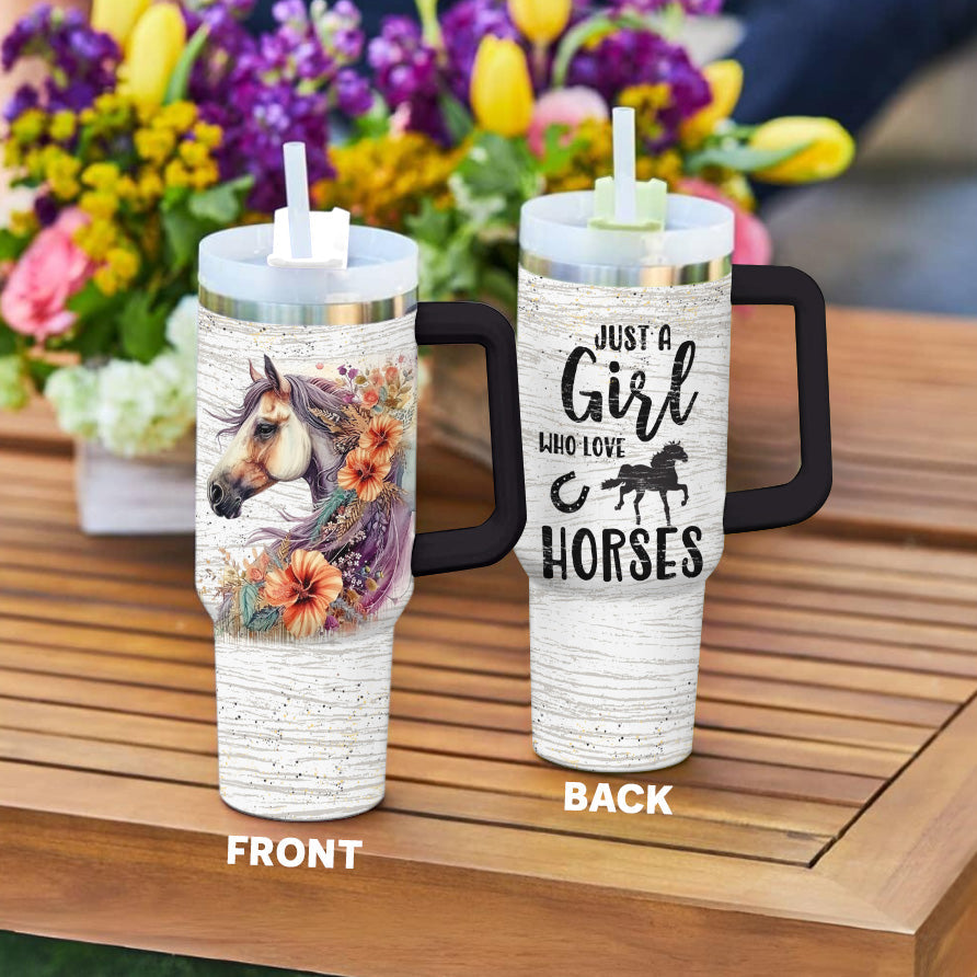 Horse 40 Oz Shineful™ Tumbler Girl Love Horses Mn8 Black 40Oz