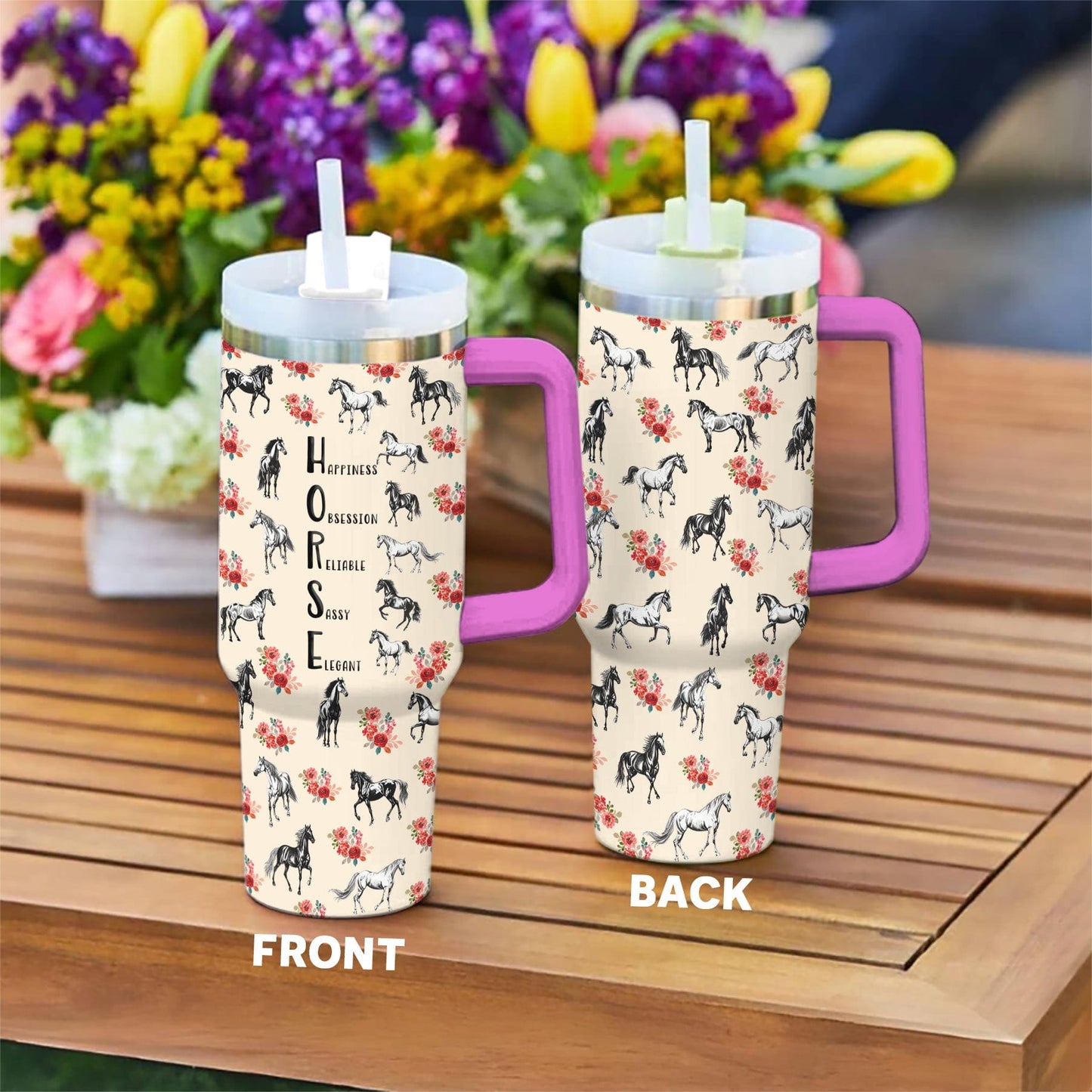 Horse 40 Oz Shineful™ Tumbler Rose Mn8 40Oz