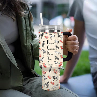 Horse 40 Oz Shineful™ Tumbler Rose Mn8 Black 40Oz