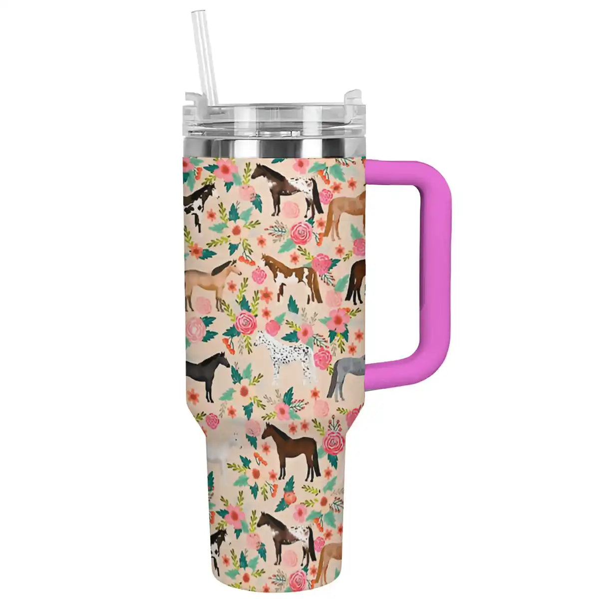 Shineful Tumbler Floral Horses
