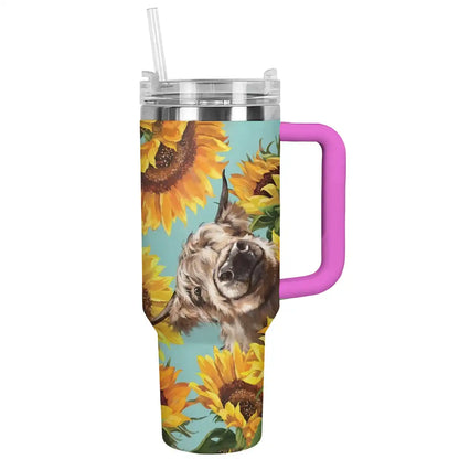 Shineful Tumbler Cow In Sunflowers
